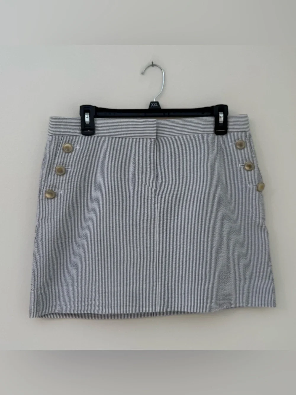 JCrew Seersucker Nautical Mini Skirt Sz 8 Blue/White
